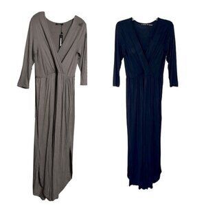 ❤️ 🆕 ANNABELLE Black V-Neck Maxi Dress with pockets Size S